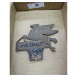 Vintage metal Pegasus Flying Horse Drive Safely Li