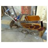 Vintage wood baby buggy