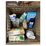 Milk crate of personal care products