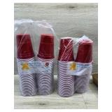 2 packages red plastic cups have been opened