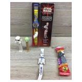 Storm trooper, yoda, boba fett pez dispensers.