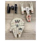Die cast tie fighter. Millennium falcon. And