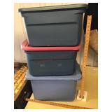 3 SMALL TOTES WITH LIDS