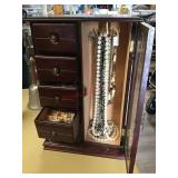 JEWELRY BOX AND CONTENTS  SOME STERLING