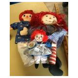 2 OLD RAGGEDY ANN DOLLS