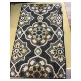 20 X 34 GREY AND YELLOW THROW RUG