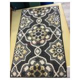 20 X 34 GREY AND YELLOW THROW RUG