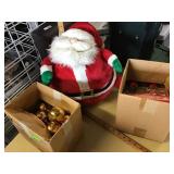CHRISTMAS ORNAMENTS AND STUFFED SANTA