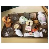 MISC GLASSWARE/ DOG FIGURINE