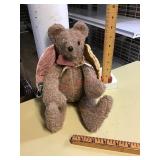 BROWN JOINTED TEDDY BEAR WITH ANGEL WINGS