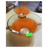 ORANGE FROSTED GLASS CHIP AND DIP SET