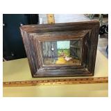 OLD PAINTING ON WOOD OF CHILD AT BARN