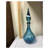 Blue glass decantor with stopper