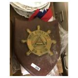 American flags/ wood plaque