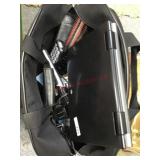 Bag with telephones/ portable DVD player/ curling