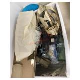 Large basket of deocprator items/ avon bottles
