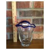 Blue top art glass vase