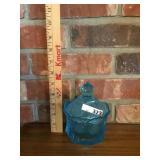 Blue coin dot candy dish with lid