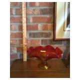 Red carnival pedestal bowl