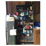 Metal shelf unit and contents