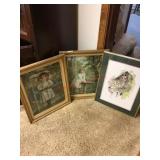 2 Gold framed Little girl prints and print