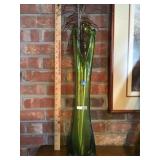 Green art glass vase
