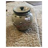 Sonoma cookie jar with holiday scene
