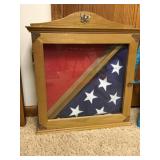 Wood flag display cabinet