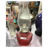 Red glass oil lamp