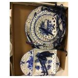 7 Blue and white decorator wall plates