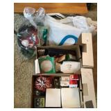2 Boxes of Christmas decorations/ bag of gift