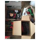 3 boxes of Christmas decorations and bag of