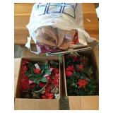 2 Boxes of Christmas decorations and bag of gift