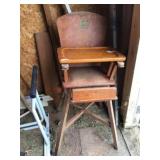 Antique wood high chair