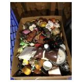 Box of old figurines and salt and pepper shakers