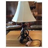 Small table lamp with white shade