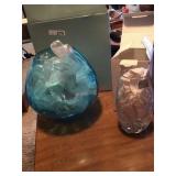 Blue glass party lite candle holder/ Mikassa