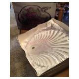 3 pc. salad set and crystal serving plate