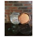 Pedestal green glass serve plate/ cake platters