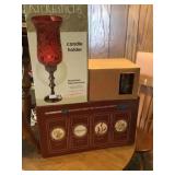 Kirklands candle holder/ drinking glasses/ cheese