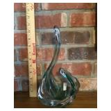 Green art glass dish