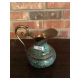 Brass and green metal decorator pitcher