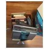 Box with books/ Emerson cd player and misc.