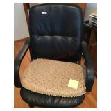 Black leather rolling office chair