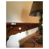 Wood wall shelf with coat pegs