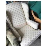 Cream and grey wing back chair