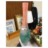 Green and orange art glass vase