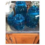 Blue glass canister set