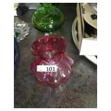 Cranberry glass pitcher