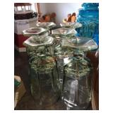 6 Green stemmed goblets